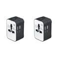 thumbnail image 1 of Methold Adaptador de de enchufe de viaje Universal, 1 unidad, 2 puertos USB, convertidor de toma de corriente europea, enchufe europeo, Blanco negro 2piezas, 1 of 6