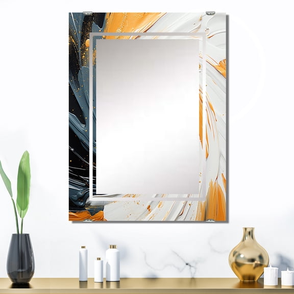 Designart "Radiant Revolve Spiral in Orange" Abstract Spirals Oversized Wall Mirror - Modern Abstract Entryway Big Wall Mirror - Multiple Color Options