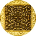 thumbnail image 1 of Ahgly Company Machine Washable Indoor Round Persian Yellow Traditional Area Rugs, 4' Round, 1 of 4