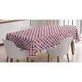 thumbnail image 1 of London Tablecloth, Tea Party Theme Flag Pattern Cups Traditional Drink Independence Day, Rectangle Satin Table Cover Accent for Dining Room and Kitchen, 60" X 84", Vermilion Navy Blue, by Ambesonne, 1 of 2