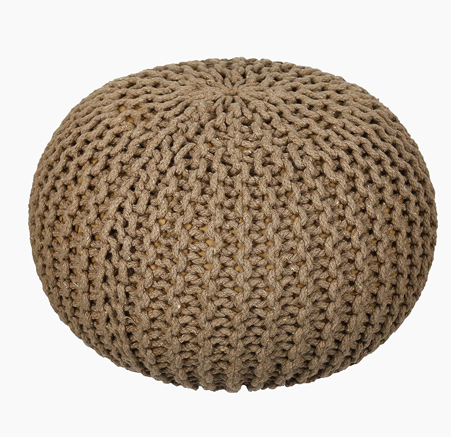 Large Chunky Knitted 100% Cotton Round Pouffe Handmade Foot Stool Ottoman 