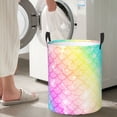 thumbnail image 4 of Lsque Fish Scale pattern Laundry Hamper Basket, Tall Woven Rope Hamper Basket for Clothes, Lightweight Storage Basket, Collapsible Waterproof-Medium, 4 of 8