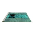 thumbnail image 2 of Ahgly Company Machine Washable Indoor Rectangle Abstract Turquoise Blue Modern Area Rugs, 7' x 10', 2 of 4