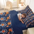 thumbnail image 4 of Castle Fairy Basketball Print Queen Bedding 7pcs, Sport Stars Print Bedding Comforter Set Queen, Blue Orange,Navy Blue Reversible, 4 of 7