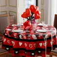 thumbnail image 2 of Valentines Day Red and Black Buffalo Plaid Lip Prints Tablecloth Cloth Round Washable Table Covers for Indoor Outdoor Table Home Party Decorations 60x60 Inch, 2 of 6