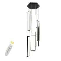 80W Chandelier, 6 Rings Chandelier, Modern LED Chandelier Black for ‎Indoor