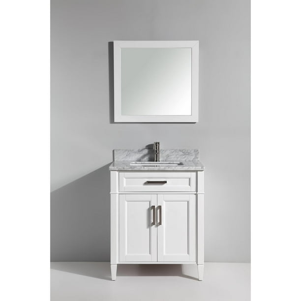 Vanity Art 30 inch single sink bathroom vanity set with carrara marble vanity top.