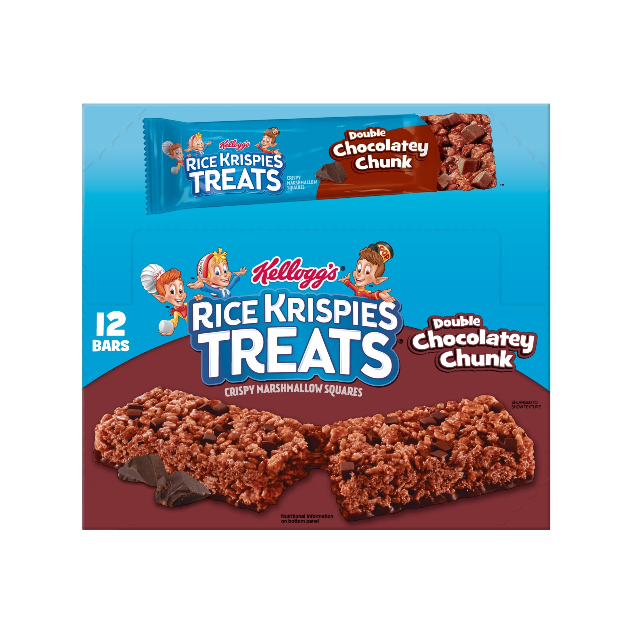 Rice Krispies Treats Double Chocolatey Chunk Chewy Marshmallow Snack Bars, Kids Snacks, 36 oz, 12 Count