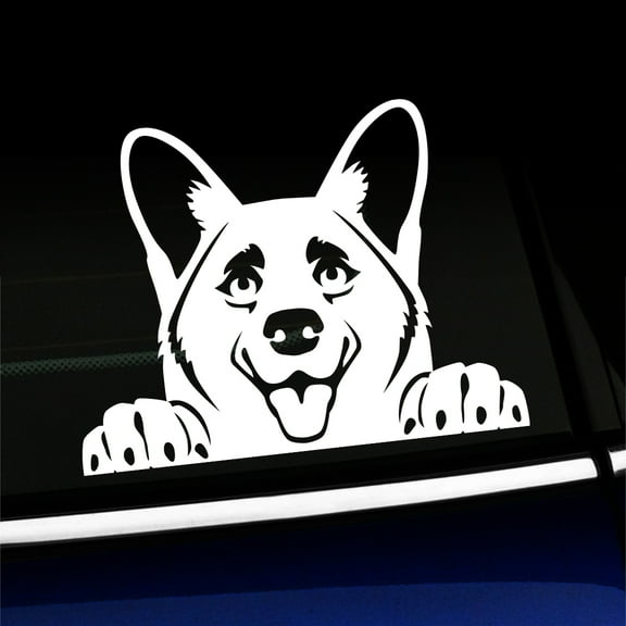 Peeking Corgi - Vinyl Car Decal - Choose Color - [WHITE]