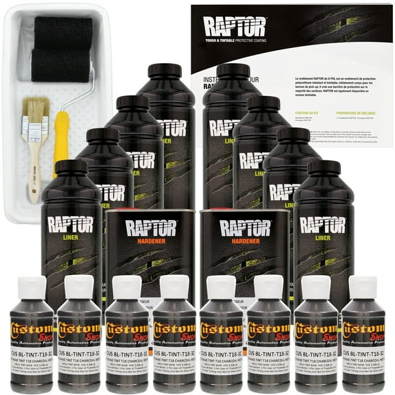 Raptor Charcoal Metallic Urethane Spray-On Truck Bed Liner Roller Kit, 8 Liters