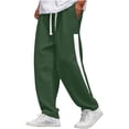 thumbnail image 2 of YOIAVAIOY Men Drawstring Waist Sports Pants Lightweight Waffle Joggers Color Block Elastic Sweatpants Army Green M, 2 of 9
