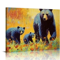 EastSmooth Double Trouble Black Bear Canvas Wall Art Print, Bear Artwork