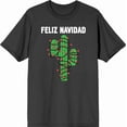 thumbnail image 3 of Feliz Navidad Christmas Cactus Adult Charcoal Crew Neck Short Sleeve Tee-Medium, 3 of 4