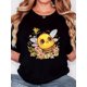 thumbnail image 1 of Camiseta De Mujer Verano Activewear Camiseta Básica Para Senderismo Deportes VacacionesWomen'S T-Shirt, "Flower Yellow Bee Baby" Print, Retro Minimalist Fashion, Round Neck, Casual Comfort, Sports S, 1 of 6