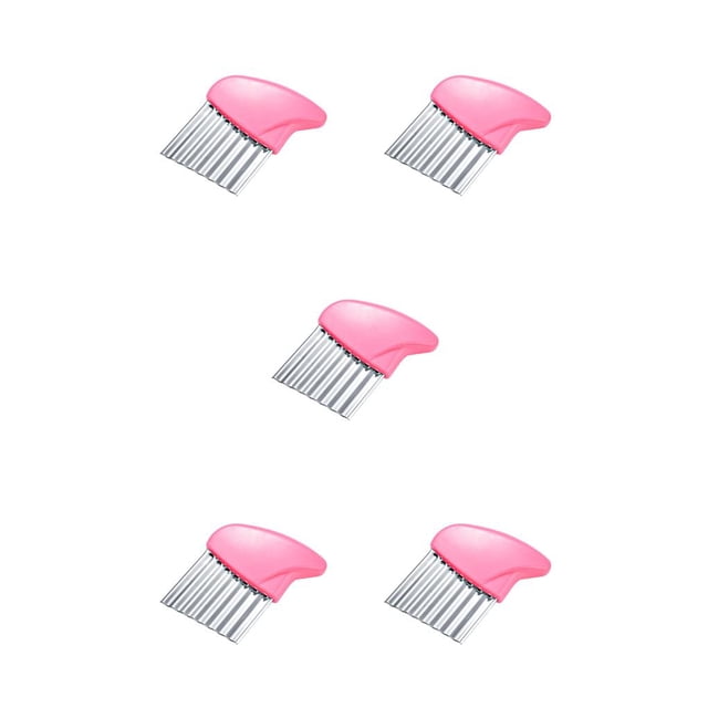Cortador de papas fritas Yuarrent Ola Cocina Acero inoxidable Lavable Antiadherente Rosado 5piezas