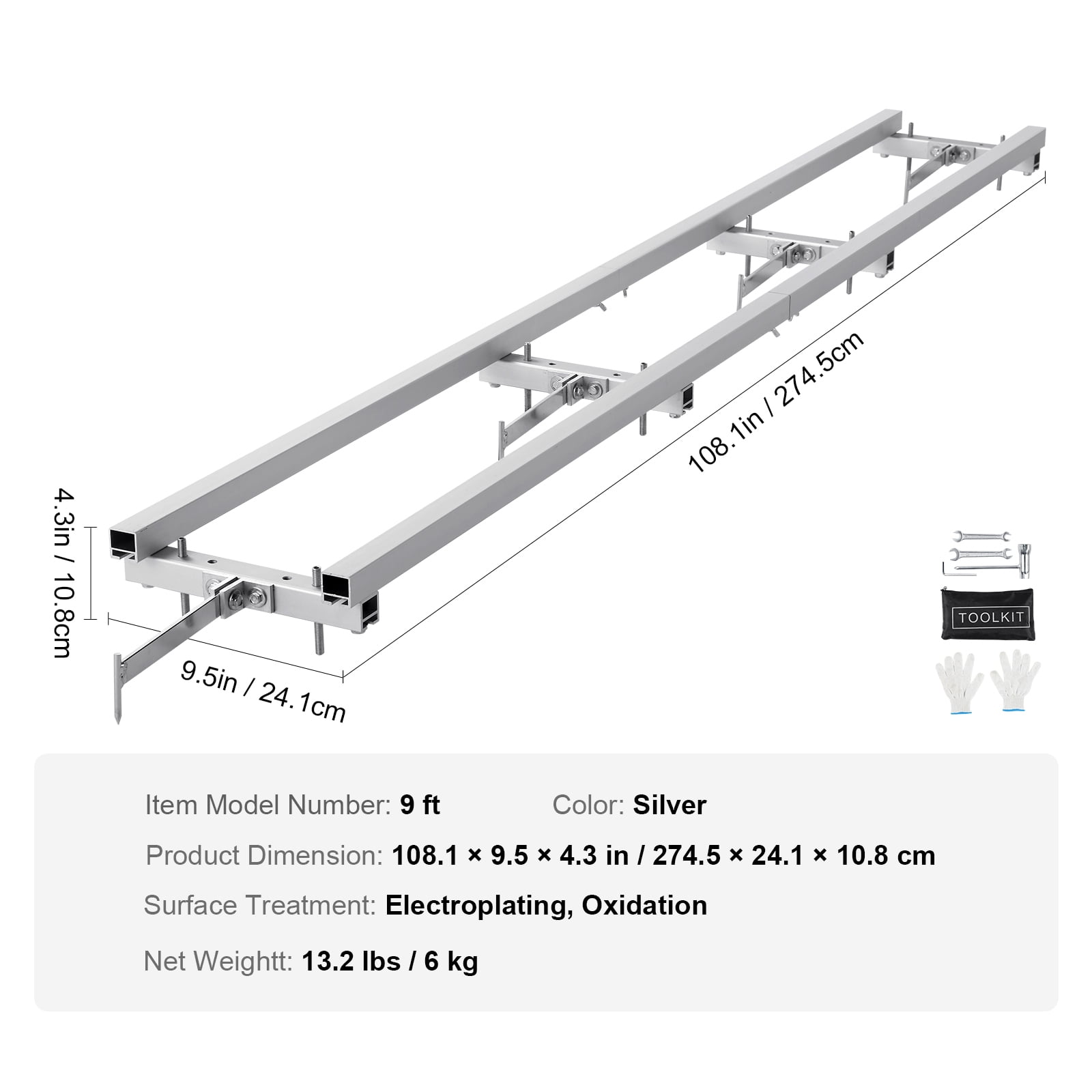 KFFKFF Chainsaw Milling Rail Guide Rail Mill Guide System 4 Crossbar Kits 9 ft