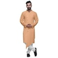 thumbnail image 1 of Atasi Kurta à Manches Longues Style Angrakha en Satin de Coton pour Hommes, Kurta Uni de Designer, 1 of 5
