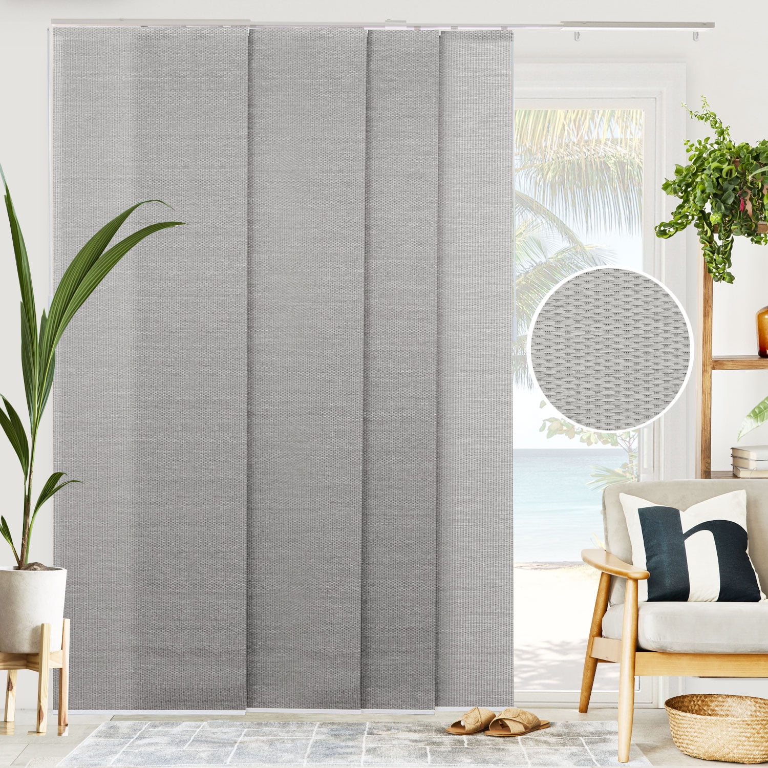 CHICOLOGY QUAD RAIL SLIDING PANEL Woven Gray (Natural Woven) W4686 x