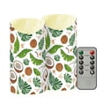 thumbnail image 2 of Beach Coconut Pattern Flameless Candles 2 PCS with Remote Realistic Moving Flame LED Tapered Pillar Set for Home Decor, 2 of 7
