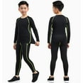 thumbnail image 2 of Capa de invierno camisa de manga larga ropa interior térmica niño niña conjunto cálido ropa de hombre para niños Fitness Long Johns Running conjuntos de ropa Negro Verde/Grueso veintiséis Minnieouse AP013686-04, 2 of 6