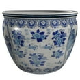 thumbnail image 6 of Red Lantern Large 18" Ladies Blue & White Porcelain Fishbowl Planter, 6 of 6