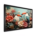 thumbnail image 2 of Designart "Toucan Collage Blue and Pink Tropics I" Animals Framed Wall Art Decor - Modern Farmhouse Pink Toucan Living Room Framed Canvas Art, 2 of 6