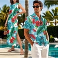 thumbnail image 3 of Jeiento Tropical Couple Matching Outfits Dress for Women Hawaiian Shirt for Men Floral Leaves Casual Shirt Long Maxi Dress Cap Sleeve Sun Dresses Beach Vacation Shirts, 3 of 7