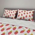 thumbnail image 2 of Fruit Comforter & Sham Bedding Set, Freshness Strawberry Forms Summer Juicy Organic Yummy Season, 3 pcs Duvet Set Microfiber Filling Quilt, 5 Sizes, Yellow Green Coral White, by Ambesonne, 2 of 4