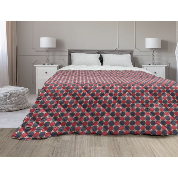 Geometric Down Alternative Comforter, Vintage Classic Concentric Squares and Circles Abstract Architecture, Microfiber Quilt for All Season, 5 Sizes, Blush Amber and Beige, by Ambesonne