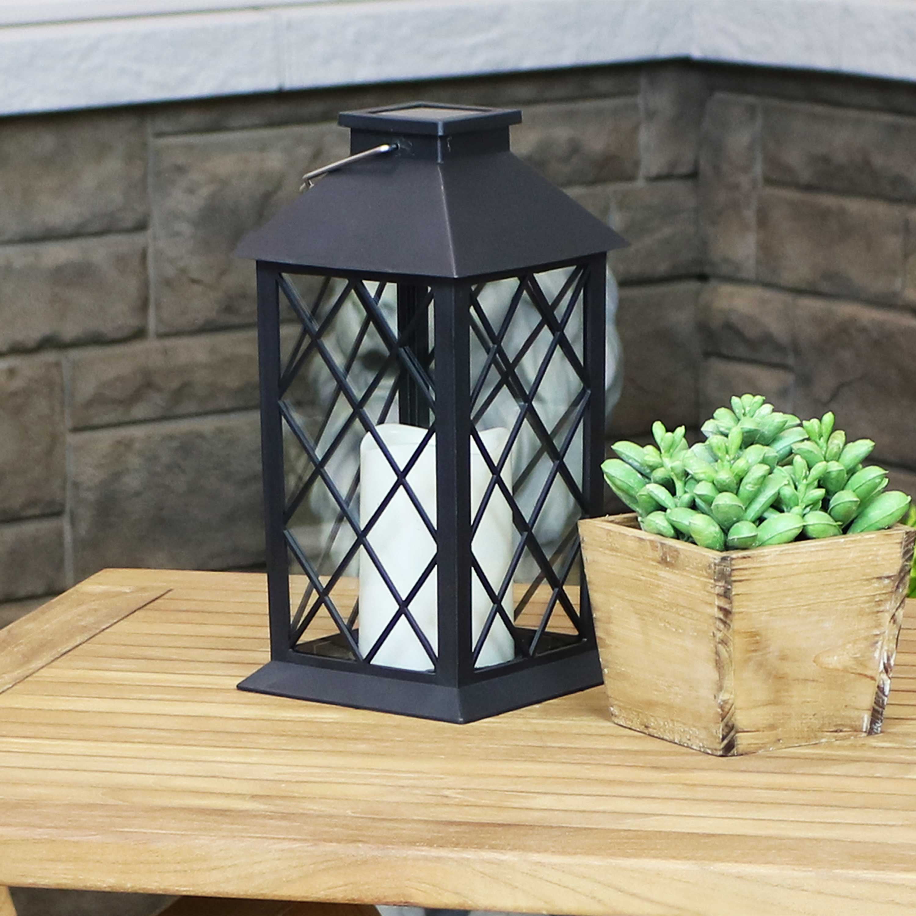 Sunnydaze Concord Outdoor Solar LED Candle Lantern 11Inch Multiple Options