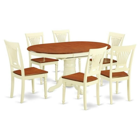 Atlin Designs 7-piece Wood Dining Room Set in Buttermilk/Cherry