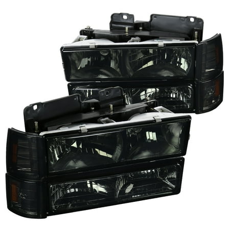 - Spec-D Tuning 1994-1998 Gmc C10 Sierra Pickup Crystal Smoke Headlights Bumper Amber Corner Signal Lamps 94 95 96 97 98 (Left + Right)