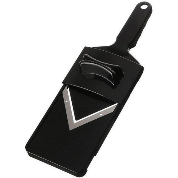 OFEFE Stainless Steel Mandoline Slicer with Interchangeable Blades - Vegetable & Cheese Cutter Shredder for Kids Food Prep, Safe Kitchen Slicer with Cut-Proof Guard & Non-Slip Base (Black)