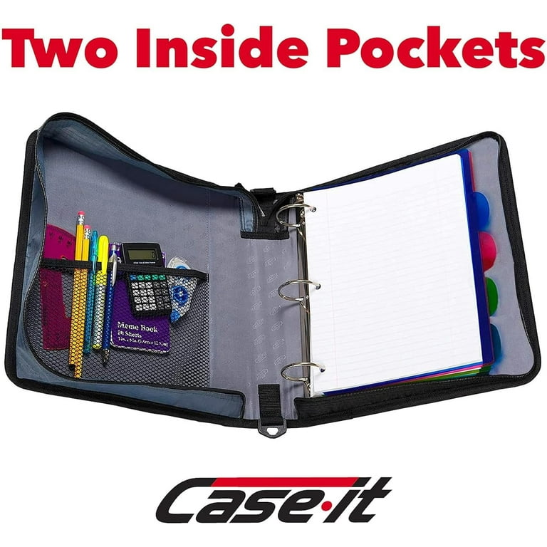 【COLOR iN ID】In And Zipper Big Bag Case-It 2-Inch O-Ring Zipper Binder, Multiple Pockets, 800