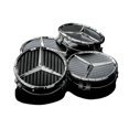 thumbnail image 1 of Mercedes Embouts de Roues en Alliage de Carbone Noir 75mm Ensemble de 4 Pcs, 1 of 1