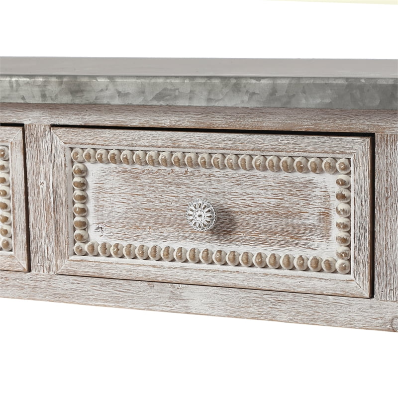 luxen home wood and metal farmhouse distressed console table