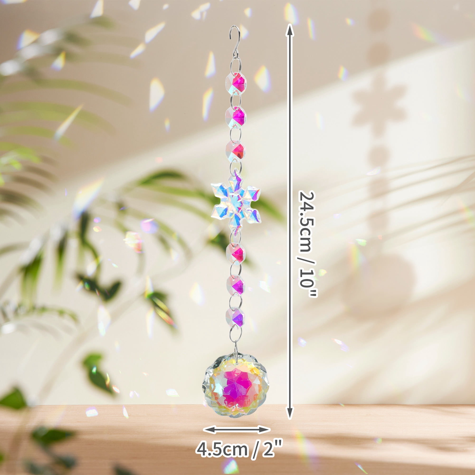 Unique Bargains Sun Catcher Crystal Wind Whirl for Indoor Hanging Silver 9.65"