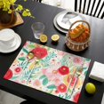 thumbnail image 3 of Pioneer Flower Floral Print Pattern Summer Placemats Table Placemats Set Of 6-Linen Kitchen Washable Placemats Table Mats 12x18 Inch Non-Slip Heat Resistant, 3 of 5