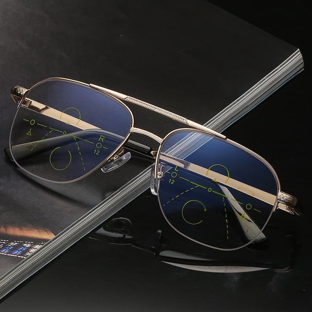 Gafas de lectura retro anti luz azul de doble propósito con zoom inteligente y gafas de lectura con luz diurna de enfoque múltiple progresivo
