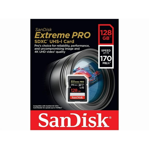 SanDisk Extreme Pro - Flash memory card - 128 GB - Video Class V30 / UHS-I U3 / Class10 - SDXC UHS-I
