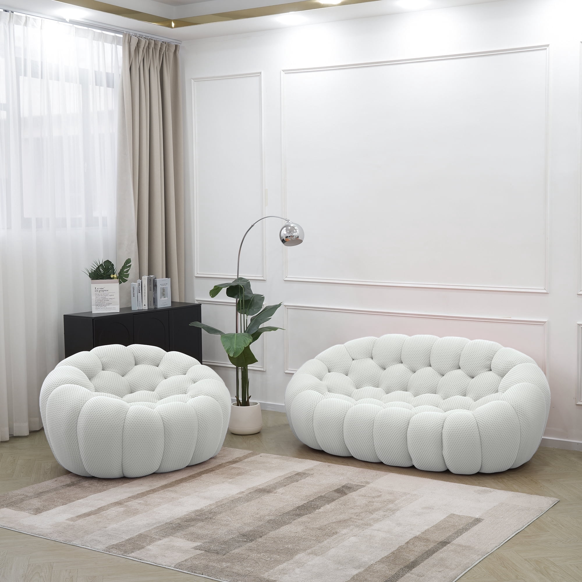 bokifol Modern Sofa Loveseat for Living Room,Couches Loveseat with Single Seat for Bedroom,Office,Apartment,Dorm,Studio(Light Grey)