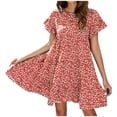 thumbnail image 1 of Spring Women'S Summer Leopard Estampado Floral Neck Red Round Vestido Suelto Suelto Odeerbi ODB112755, 1 of 8