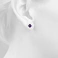 thumbnail image 5 of Aonejewelry Amethyst Gemstone Diamond Stud Earrings for Women |925 Sterling Silver White Gold 2.4 carat 2 stone purple Round cut Prong setting, 5 of 5