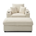 thumbnail image 4 of Oversized Accent Chair with Ottoman, Single Sofa Chair with Large Seat and Extra Wide Armrests, Modern Comfy Armchair Reading Chairs for Bedroom Living Room,Cream, 4 of 6