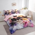 thumbnail image 3 of Castle Fairy Cartoon Floral Cats Bedding Comforter Set,Vintage Flowers King Bedding Sets, 3 of 8