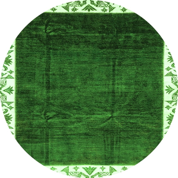 Ahgly Company Indoor Round Abstract Green Modern Area Rugs, 8' Round