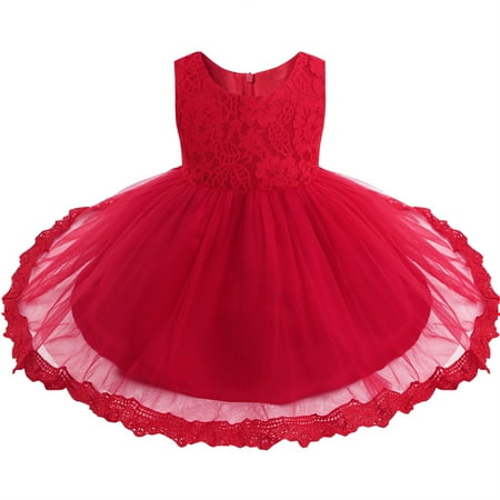 

TiaoBug Baby Girls Floral Lace Princess Dress Wedding Baptism Party Gown