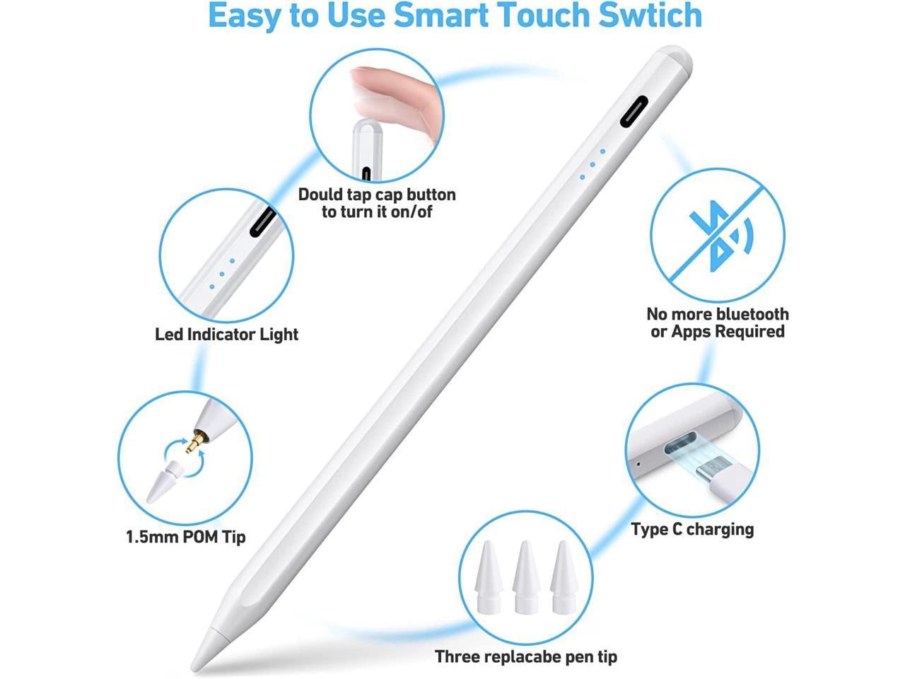 Stylus Pen for ipad, Active Pencil with Quick Charge, Palm Rejection Tilt Sensor, Magnetic Apple Pen Compatible with 2018-2023 iPad Pro 11"/12.9",iPad 10/9/8/7/6,iPad Mini 5/6,iPad Air 3/4/5