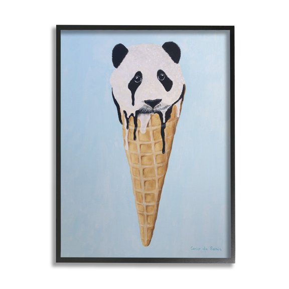 Stupell Industries Adorable Panda Bear Ice Cream Waffle Cone , 16 x 20, Design by Coco de Paris