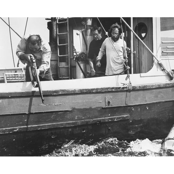 Jaws Robert Shaw Cast On Boat 24x36 Classic Hollywood Poster